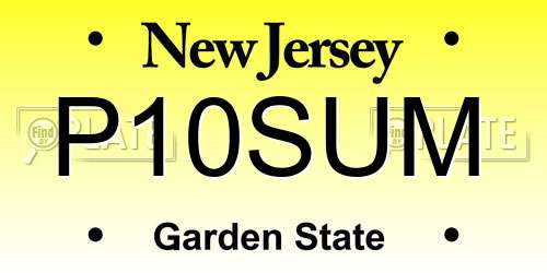 P10SUM New Jersey License Plate