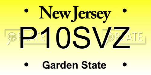 P10SVZ New Jersey License Plate