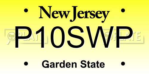 P10SWP New Jersey License Plate