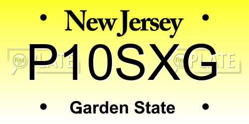 P10SXG New Jersey License Plate