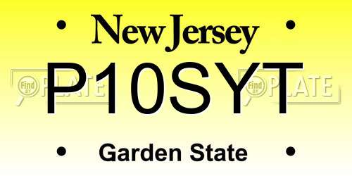 P10SYT New Jersey License Plate