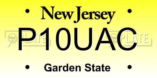 P10UAC New Jersey License Plate