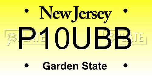 P10UBB New Jersey License Plate