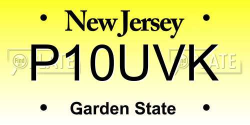 P10UVK New Jersey License Plate