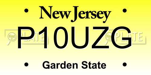 P10UZG New Jersey License Plate