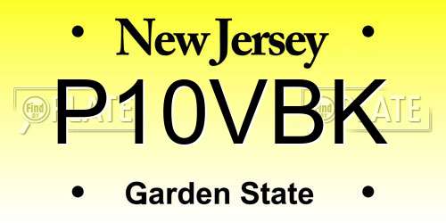 P10VBK New Jersey License Plate