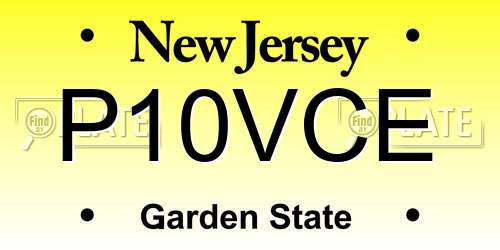 P10VCE New Jersey License Plate