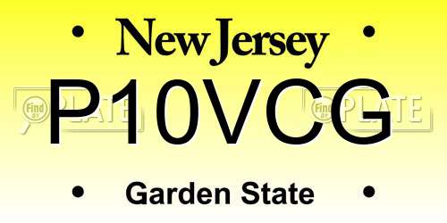 P10VCG New Jersey License Plate