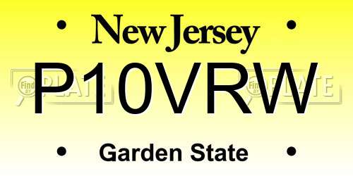 P10VRW New Jersey License Plate