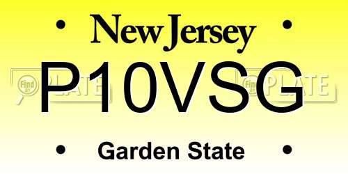 P10VSG New Jersey License Plate