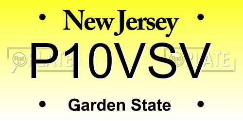 P10VSV New Jersey License Plate