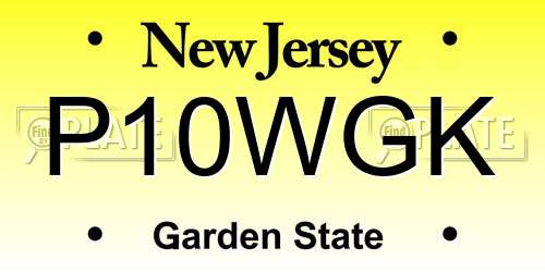 P10WGK New Jersey License Plate