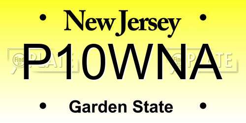P10WNA New Jersey License Plate