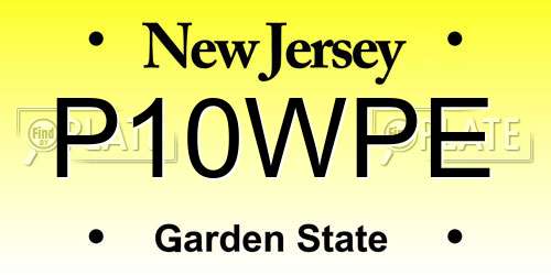 P10WPE New Jersey License Plate