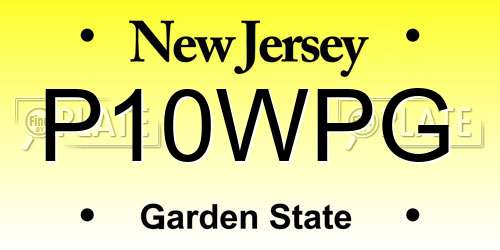 P10WPG New Jersey License Plate