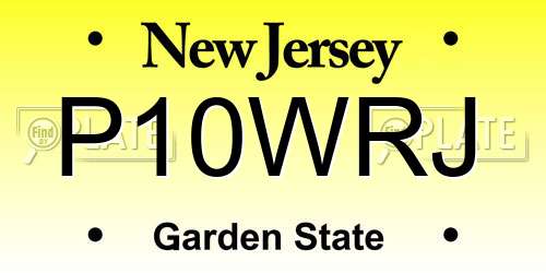 P10WRJ New Jersey License Plate