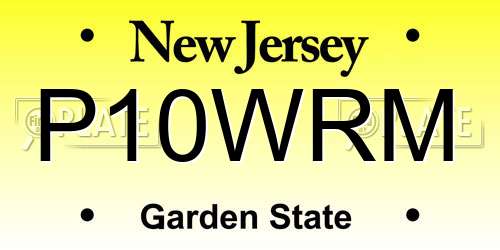 P10WRM New Jersey License Plate