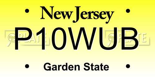 P10WUB New Jersey License Plate
