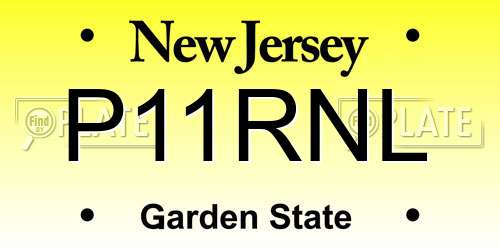 P11RNL New Jersey License Plate