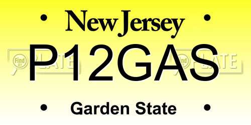 P12GAS New Jersey License Plate