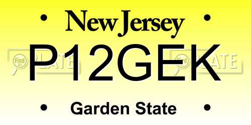 P12GEK New Jersey License Plate