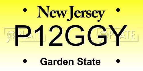 P12GGY New Jersey License Plate