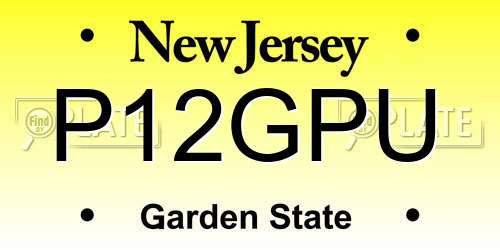 P12GPU New Jersey License Plate