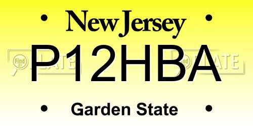 P12HBA New Jersey License Plate