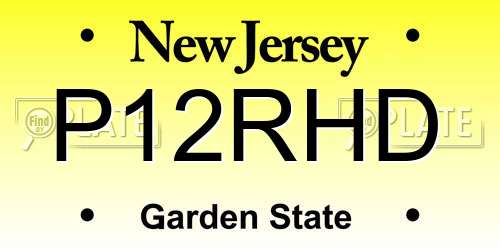 P12RHD New Jersey License Plate