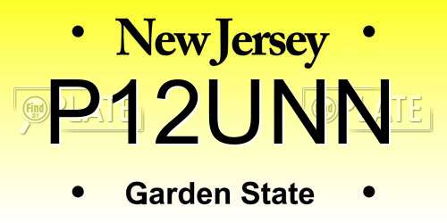 P12UNN New Jersey License Plate