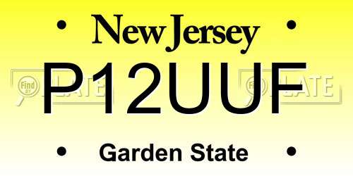P12UUF New Jersey License Plate