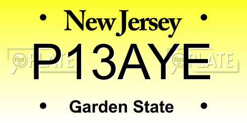 P13AYE New Jersey License Plate