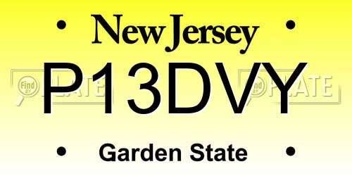 P13DVY New Jersey License Plate