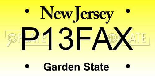 P13FAX New Jersey License Plate