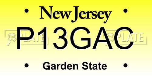 P13GAC New Jersey License Plate