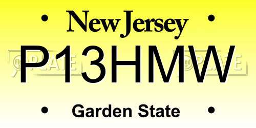 P13HMW New Jersey License Plate