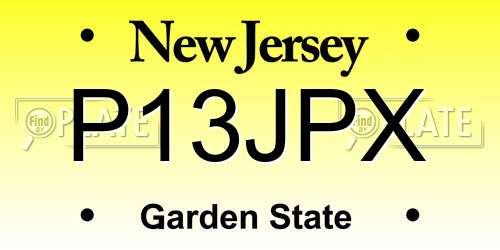 P13JPX New Jersey License Plate