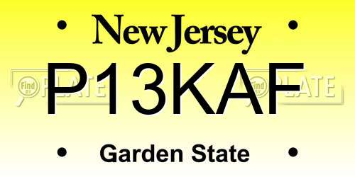 P13KAF New Jersey License Plate