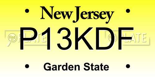 P13KDF New Jersey License Plate