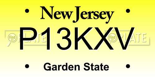 P13KXV New Jersey License Plate
