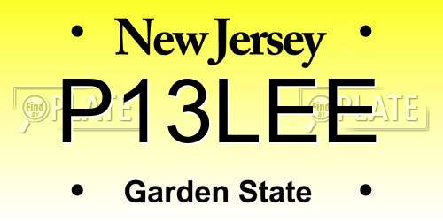 P13LEE New Jersey License Plate