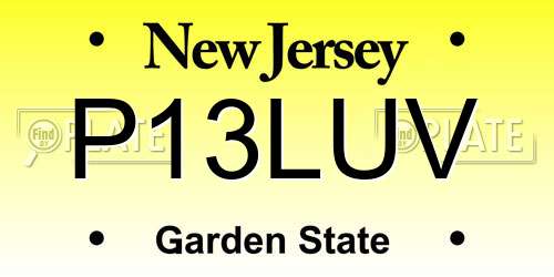 P13LUV New Jersey License Plate