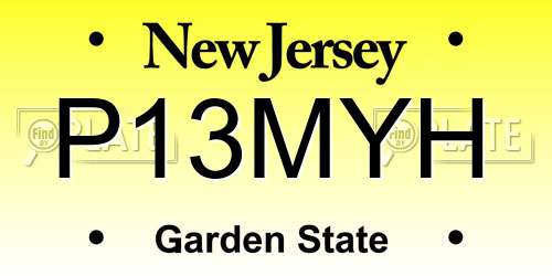 P13MYH New Jersey License Plate