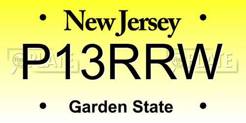 P13RRW New Jersey License Plate