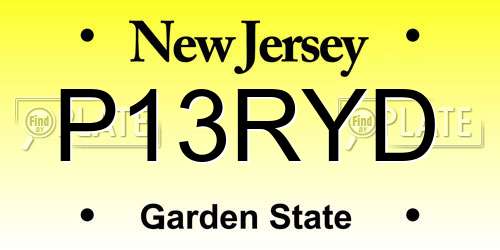 P13RYD New Jersey License Plate