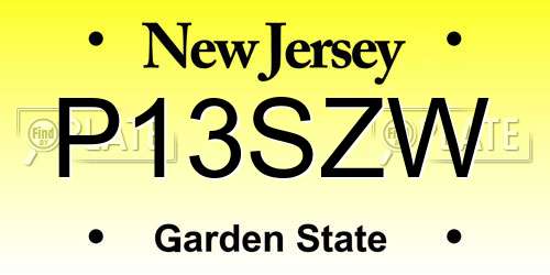 P13SZW New Jersey License Plate