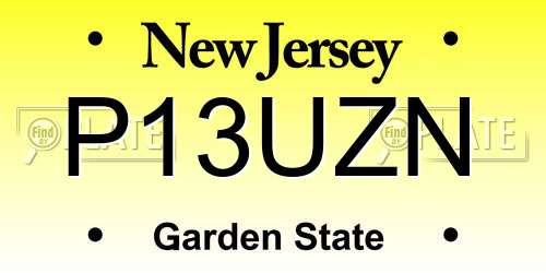 P13UZN New Jersey License Plate
