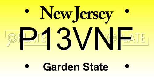 P13VNF New Jersey License Plate