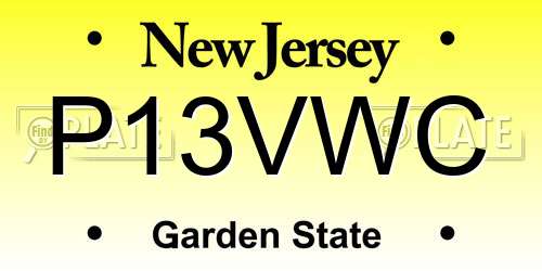 P13VWC New Jersey License Plate