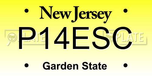 P14ESC New Jersey License Plate